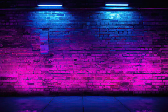 Brick Wall In Hot Pink Neon Colors - Powered by Adobe