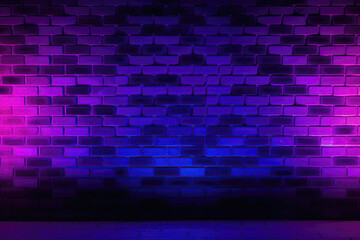 Brick Wall In Purple Haze Neon Colors