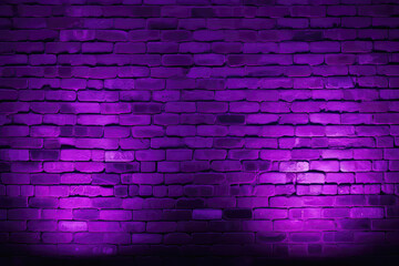 A Brick Wall With A Purple Light Shining On It