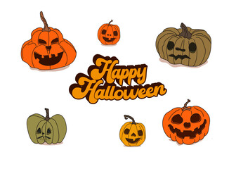 evil pumpkin collection. Halloween pumpkin patch