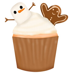 Christmas cupcakes, hand drawn, colorful and delicious.