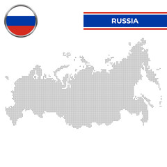 Fototapeta premium Dotted map of Russia with circular flag