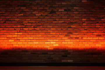 Brick Wall In Bright Orange Neon Colors