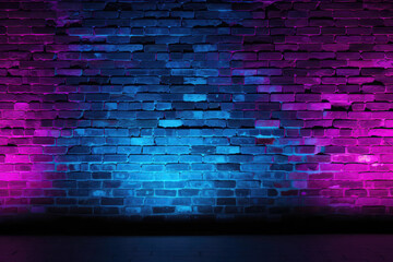 Brick Wall In Vivid Magenta Neon Colors