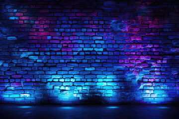 Brick Wall In Cosmic Cobalt Neon Colors