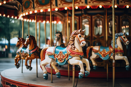 A Merry Go Round With Horses On A Merry Go Round