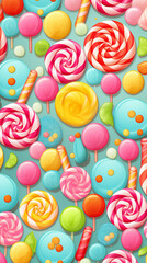 Fototapeta na wymiar Seamless pattern with lollipops and candies