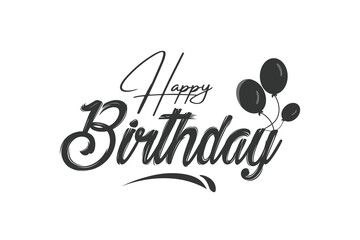 Vector graphic: Contemporary handwritten brush lettering that reads 'Happy Birthday' against a white background. A typographic design for a greeting card.
