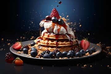 Gourmet food photography of pancake - obrazy, fototapety, plakaty