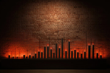 Luminous Bar Graph On Textured Brick Backdrop