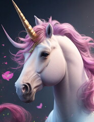 Unicorn, 3d, horse, rainbow, colorful, pink background