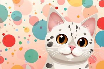 Polka dots style cat wallpaper design