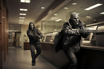 Robbers robbing a bank