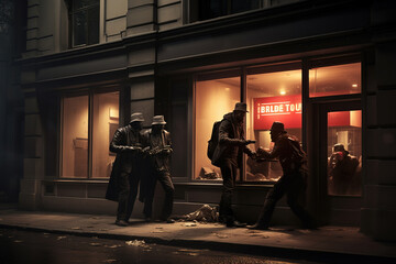 Robbers robbing a bank