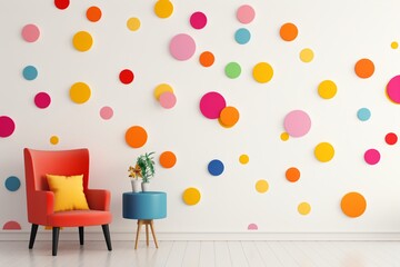 Cute couch in a cute living room with polka dots theme interior design - obrazy, fototapety, plakaty