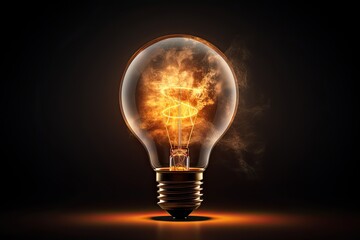 Creative colorful bulb and brain concept on light gray background. Idea generation and innovation theme. Generative AI
