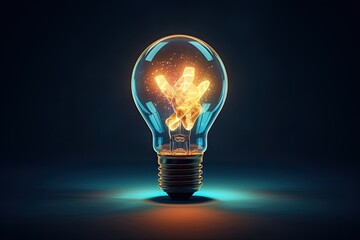 Creative colorful bulb and brain concept on light gray background. Idea generation and innovation theme. Generative AI
