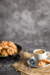 Homemade coconut cookies on a gray background. Healthy food concept.