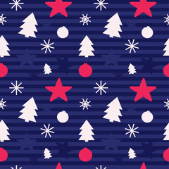 Christmas pattern with stars and trees