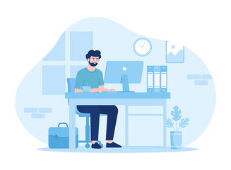 Work from home concept flat illustration