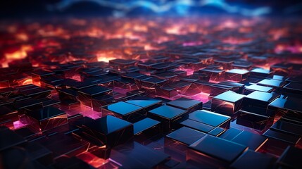 Technological Background Consisting Of Chrome Cubes. Generative AI