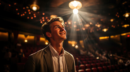 Obraz premium Tension backstage before theater's curtain rises. 