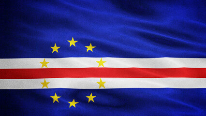 Waving Fabric Texture Of Cape Verde National Flag Graphic Background