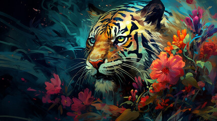 eating plants with wild teeth preying painting art style