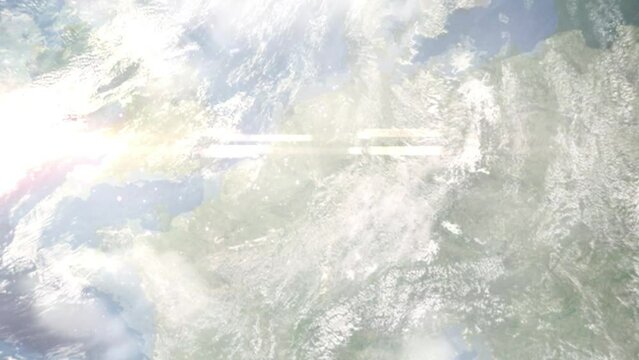 Zoom in from space and focus on Erftstadt, Germany. 3D Animation. Background for travel intro. Elements of this image furnished by NASA