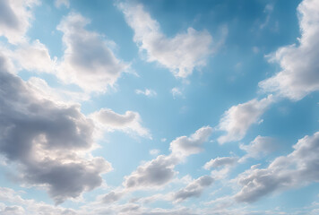 Obraz premium The background of sky and clouds In shades of pastel blue tones. The sky is bright, free and beautiful.