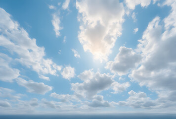 Obraz premium The background of sky and clouds In shades of pastel blue tones. The sky is bright, free and beautiful.
