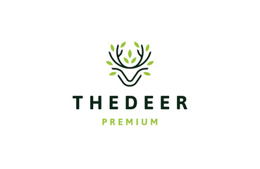 Deer leaf logo icon design template flat vector