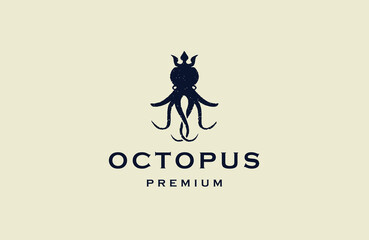 Royal octopus logo icon design template flat vector