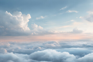 The background of sky and clouds In shades of pastel blue tones. The sky is bright, free and beautiful.