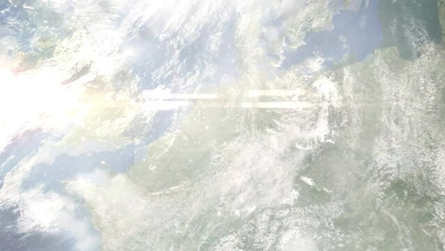 Zoom in from space and focus on Dulmen, Germany. 3D Animation. Background for travel intro. Elements of this image furnished by NASA