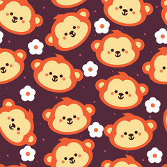 seamless pattern cartoon monkey. cute animal wallpaper for textile, gift wrap paper