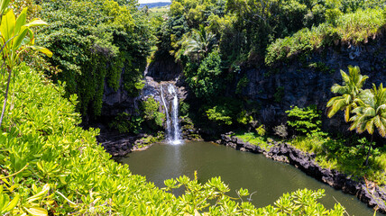 Makahiku Falls on The Pipiwai Trail, Kipahulu District, Haleakala National Park, Maui, Hawaii, USA