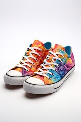 Casual sneakers with attractive multicolor fractal design. Genertative AI.