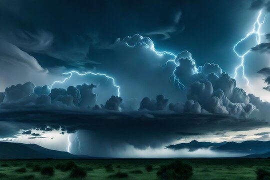 A blank canvas into an image of a dramatic thunderstorm over a vast landscape