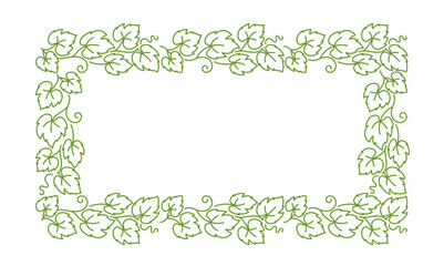 Grapevine frame floral ornament. Thick line pattern. Grape leaves. Editable outline stroke. Vector line.