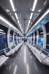 Obraz premium Interior of a Futuristic modern light rail system in a major city