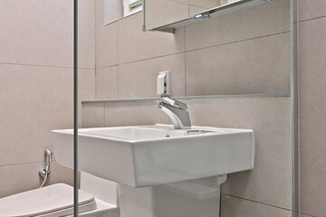 We used soft lighting to create a luxurious feel in the bathroom