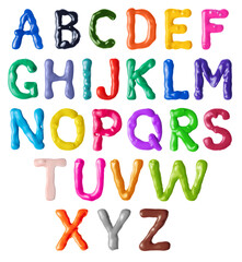 Fototapeta premium The letters of the Latin alphabet are written with colored paint
