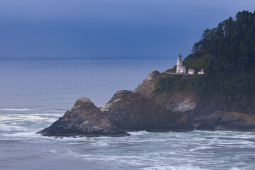Fototapeta na wymiar Beautiful Lighthouse along Oregon Pacific Coast
