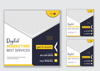 Digital business marketing banner for social media post template vector