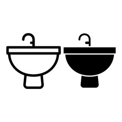 sink, washbasin, washbowl, washstand, washing stand  Icon Logo Design Vector Template Illustration