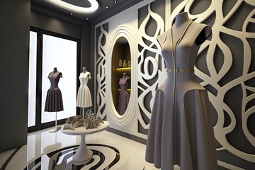 Luxury fashion store with mannequins