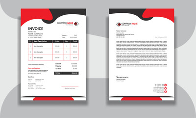 Corporate modern professional clean business invoice and letterhead design template with yellow blue green and red color creative modern letter head design template for your project letterhead.