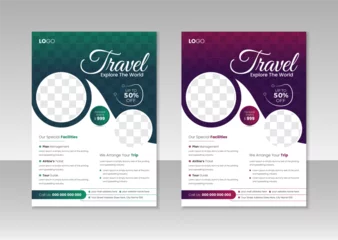 Foto op Aluminium Travel and tourism flyer template design with abstract and minimalist concept   © Vectcraze