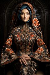 batik hijab, model, photography, modesty.